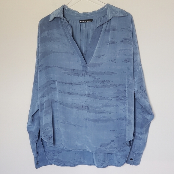 Gypsy 05 100% Silk Boho Tie Dye Tunic Top Blue Oversized Lagenlook Size Small - Picture 12 of 12